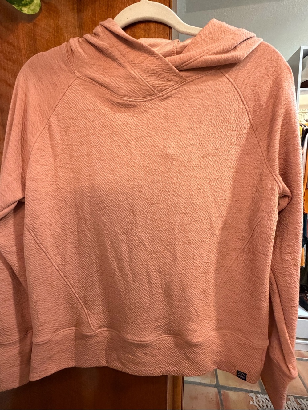 prAna Textured Hooded Pullover Dusty Rose Clay Size S